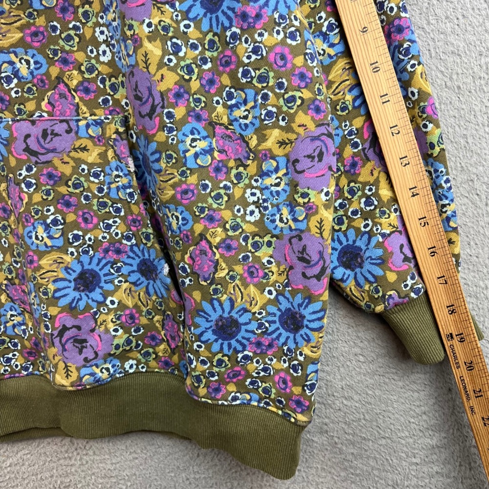 Natural Life Floral Hoodie Oversized Pullover Blue Purple Green S/M - Picture 9 of 12